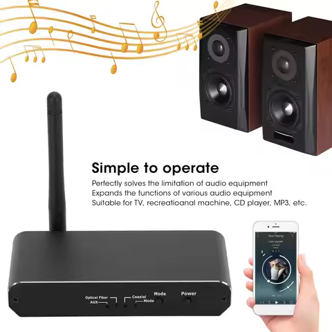 Bluetooth 5.0 Receiver Transmitter Digital to Analog Convertor RCA AVX Output for TV MP3 CD Player W