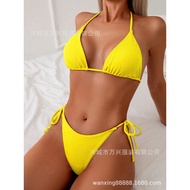 2025 Swimsuit Women Solid Color Feel Hot Girl bikini Pure Desire Split Three-point Style bikini Vaca