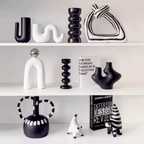 Livetai Wabi-Sabi Ceramic Abstract Sculpture,Handmade Irregular Decorative Ornament for Modern Home 