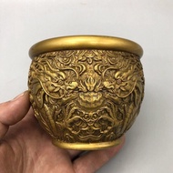 Antique Copperware Magazine Collection Pure Copper Double Dragon Playing Bead Cylinder Lucky Copper 