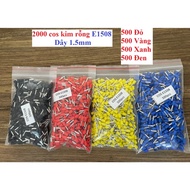 Combo 4 màu cos kim rỗng bóp đầu dây điện ( 0.5 - 6mm2) Cos pin E0508 E7508 E1008 E1508 E2508