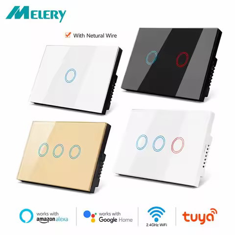 Melery Wifi Smart Wall Switch Tuya Wireless Light Interruptor Glass Touch Sensor Voice Remote by Ale