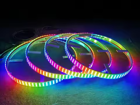 4PCS 17.5inch RGB Quad Row Chasing LED Wheel Ring Lights IP68 Waterproof Rim Lights for Truck SUV Je