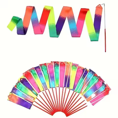 Runto 10pcs 2M Colorful Gym Dance Ribbon, Art Gymnastics Ballet Streamer, Wedding Birthday Party Sup