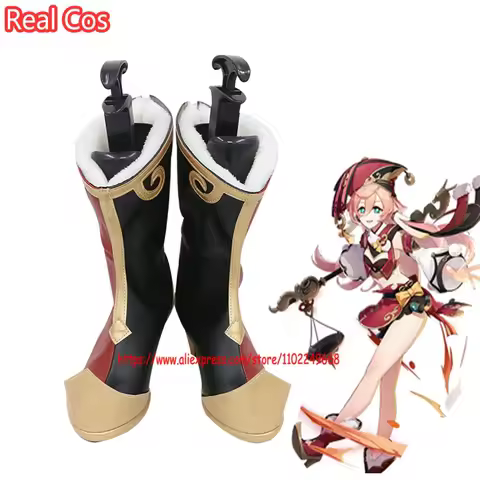 RealCos Game Genshin Impact Yanfei Cosplay Shoes Aestheticism Uniform Yan Fei Cosplay Costume Hallow