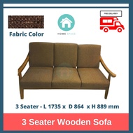 3 Seater Wooden Sofa with Removable Fabric Cushion Covers