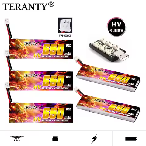 1/3/5/10PCS TREANTY 1S 4.35V HV Lipo Battery 3.8V 650mAh 60C/120C For Emax Tinyhawk King Kong Ldarc 