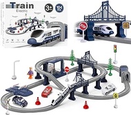 Wdmiya 104Pcs Train Sets for Boys 4-7, Battery Operated Train Set with Tracks(Magnetic Connection), 