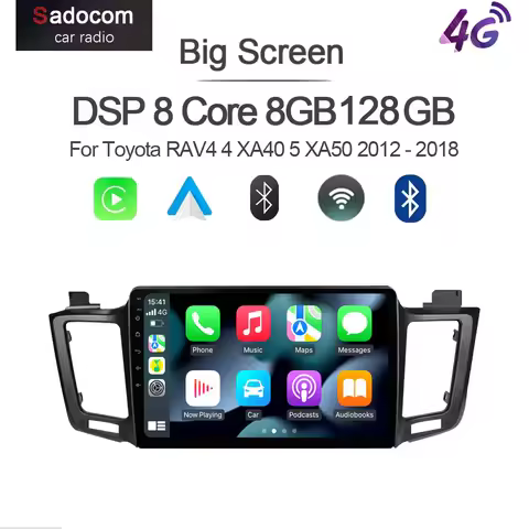 CarPlay 720P 8G+128G 14 Car Player GPS Stereo Radio Navigation WiFi Stereo Multimedia For Toyota RAV