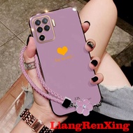 Casing OPPO A94 4G OPPO Reno 5F Reno5 F phone case Softcase Electroplated silicone shockproof Protector  Cover new design with Lanyard for girls DDAXSS01