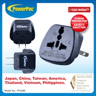 PowerPac 2X Universal Travel Adapter (PT06BK) Japan China Taiwan America Thailand Vietnam Philippines