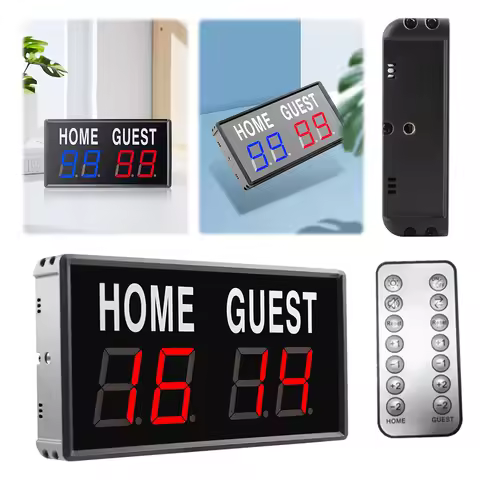 4-Digit LED Electronic Score Keeper Scoreboard with Remote for Basketball Ping Pong Table Tennis for