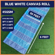 6FT X 30FT Blue White Canvas Roll | 45GSM Ready Stock