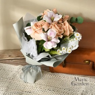 畢業花束 Meric Garden 仿真暖心情意粉橘玫瑰鬱金香花束