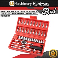 Best 46pcs 1/4" Inch Dr. Socket Wrench Set Auto Car Ratchet Spanner Bit Toolbox