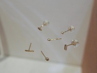 14K 純K金-稜石子小金球 耳環 耳針(附k金後扣)
