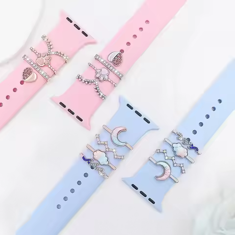 Metal Charms Watch Band Decoration Ring For Apple Diamond Ornament For iwatch Bracelet Silicone Stra