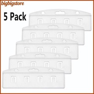 Big Pa Of 5 Horizontal Half Card Badge Holder For Swipe ID Cards Frosted Rigid Polycarbonate Plastic