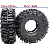 HOBBYSOUL 1.0 Tires 64 * 25mm 1.0 Mud Slingers Tires Super Soft Sticky 1.0 Crawler Tyre For RC 1/18 