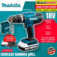 MAKITA Lithium-Ion Li-Ion Cordless Hammer Drill 13mm With 18V 1.5Ah G-Battery & Charger HP488D002 - 