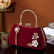 GFS store New vintage tassel pendant set with diamonds flannel bag handheld banquet bag dress bag ch