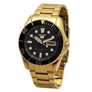 ORIGINAL SEIKO 5 SPORTS AUTOMATIC MENS DIVER JAPAN GOLD WATCH SNZF22J1