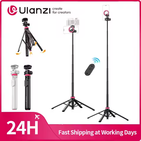 Ulanzi MT-44 M Selfie Stick Ground Tripod 1/4''&Magnetic Selfie Stick for Smartphone Camera One-Touc