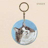 EMJOUR Double-Sided Embroidered Charm-Norwegian Forest Cat | Pet Souvenir Gift Key Ring