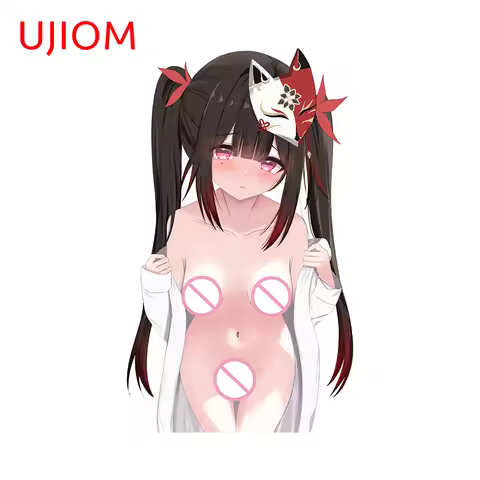 UJIOM 13cm X 7.7cm Sparkle NSFW Pure Anime Girl Wall Stickers for Adult Wardrobe Decal Lovely Living