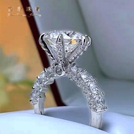 Moissanite Ring Female Diamond Ring S925 Sterling Silver Classic 3ct White Moonlight Style Proposal 