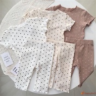(1-7Y) 90-140cm Kid Terno pajama for kids gilrl Baby Short Sleeves Shirt + Pants Sando Pyjama Infant