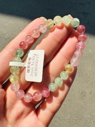 螢光仙女色碧璽7mm14.80g財富事業強磁場旺夫石溫柔彩串色