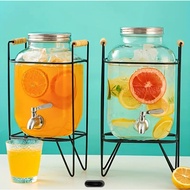 [4L/5L/6L/8L/10L] Glass Beverage Dispenser with Tap and Metal Stand – Juice & Drink Jar