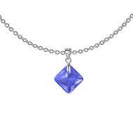 September Birthstone Sapphire Princess Cut Crystal Pendant Necklace Embellished With Premium Grade A