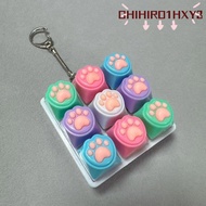 CHIHIRO1HXY3 Fidget Keychain, 9Keys DIY Keyboard Keyboard Clicker Toy, Portable Keycap Keys Button R