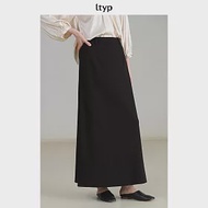 ltyp旅途原品 日本進口三醋酸極簡時髦百搭A字長半裙 M L XL M 靜謐黑