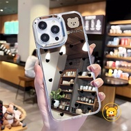 Cartoon Bear Mirror Phone Case For Vivo V50 V40 V40E V30E V30 V29 V27 V27E V29E V25E V23E V21E V20 X