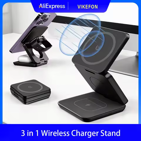 3 in 1 Magnetic Wireless Charger Stand For Macsafe iPhone16 15 14 13 12 Apple Watch 8 7 6 Airpods Pr
