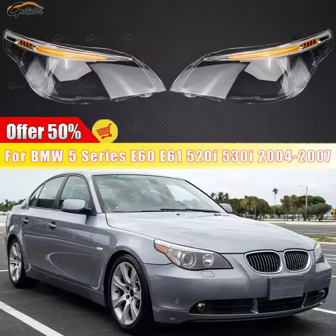 Fit For BMW E60 Headlights Lens Transparent Headlamp Cover Glass Lampshade For BMW 5 Series E60 E61 