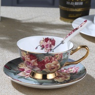 High-quality hand-painted gold bone meal bone china coffee cup and saucer tea set: 1 saucer + 1 cup + 1 spoon