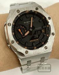 【威哥本舖】G-Shock 全新不鏽鋼改裝實品 GA-2100改裝 GA-2100-1A4 夜光橘 已改含錶（全銀）