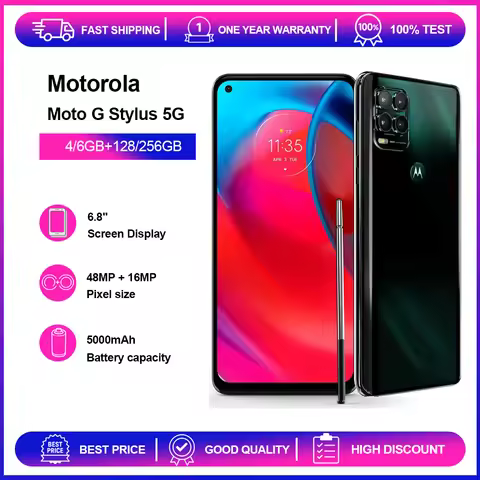 Original Motorola Moto G Stylus 5G XT2131 Mobile Phone 6.8 IPS LCD Fingerprint 128GB ROM 4GB RAM Sna