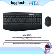 Logitech MK850 Multi-Device Wireless Keyboard and Mouse Performance Combo with Cushioned Palm Rest