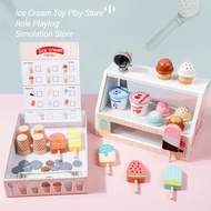 ไม้แกล้งทำเป็นไอศกรีม Playset การเรียงลำดับเกมซ้อน Interactive Ice Cream Toy Play Store