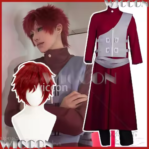 Anime Cosplay Sabaku No Gaara Costume Ninja Hokage Kazekage Clothing Wigs For Adult Coat Vest Pants 