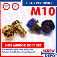 1PAIR Side Mirror Bolt - Titanium or Gold Screw Depot