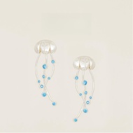 Jellyfish Dance Earrings Blue Diamond Long Design Earrings