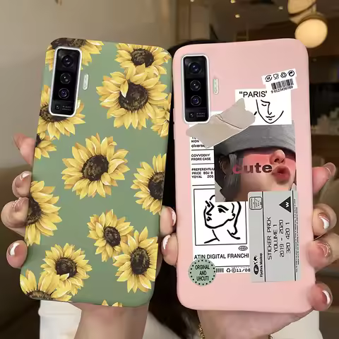 Case For Vivo X50 Pro X50 Lite Matte Cartoon Lovely Girl Heart Plant Soft Silicone Back Cover For Vi