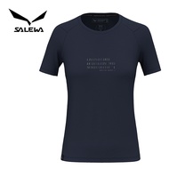 【SALEWA 義大利】EAGLE POEM DRY T-SHIRT 女 運動上衣｜吸濕快乾透氣排汗衣 短袖運動T恤/ 海軍藍 (3960)/ 44 / M