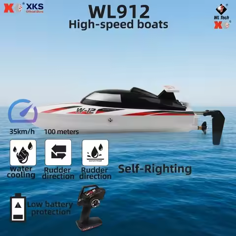 XKS Wltoys WL912 RC Boat 2.4GHz High Speed 35Km/h Waterproof Watercraft for Pool & Lake Kids Adults 